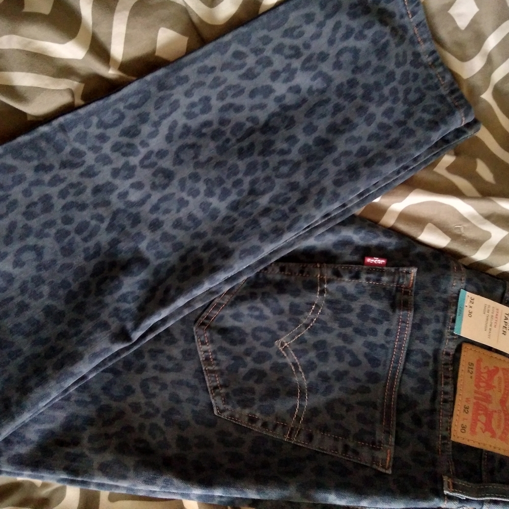 Levi's 512 slim taper 32×30 blue leopard print stretch brand new
